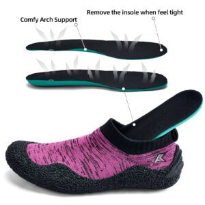 Akk Barefoot Sock Shoes Men Women - Minimalist Toe Zero Drop Walking Shoes Comfortable Ultra Portable Non Slip Multi-Occasion Water Shoes Pink Black Men Size 8 Women Size 10