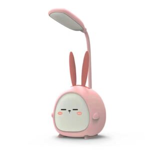 neioaas mini bunny night light, portable led table light, cute rabbit foldable usb rechargeable reading light bedroom children's bedside study (pink rabbit)