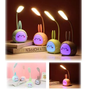 Neioaas Mini Bunny Night Light, Portable LED Table Light, Cute Rabbit Foldable USB Rechargeable Reading Light Bedroom Children's Bedside Study (Pink Rabbit)