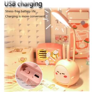 Neioaas Mini Bunny Night Light, Portable LED Table Light, Cute Rabbit Foldable USB Rechargeable Reading Light Bedroom Children's Bedside Study (Pink Rabbit)