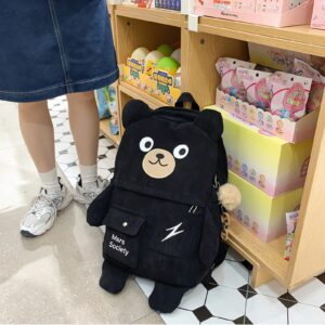 bafokrim Kawaii Backpack For Girls Boys teens Cute Bear Large Capacity Fashion Leisure Backpack With Small Bag (Black)