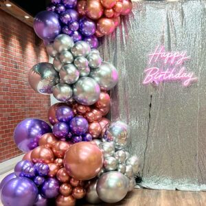 Metallic Purple Balloon Different Sizes 110 Pcs 18 12 10 5 Inch Chrome Balloon Garland Arch Kit Confetti Balloons Purple Party Balloons for Halloween Graduation Baby Shower Birthday Party Decorations