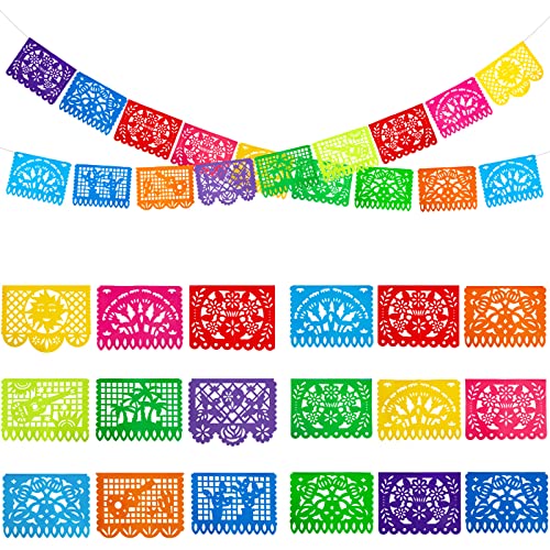 DomeStar 2 Pack Mexican Party Banners, 36 Feet Cinco De Mayo Decorations Papel Picado Banners for Mexican Theme Birthday Party Wedding Dia De Los Muertos Day of The Dead