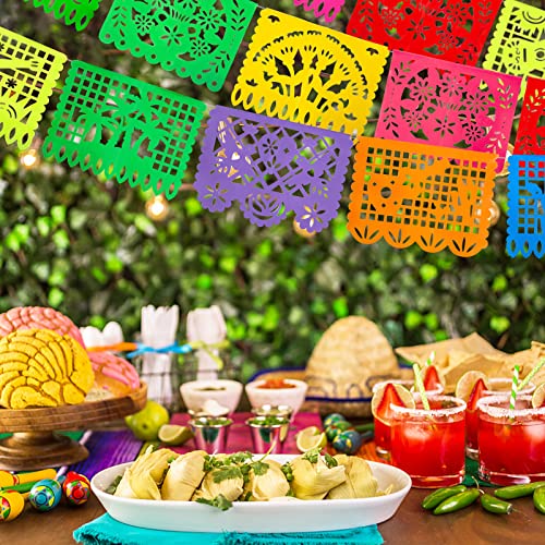 DomeStar 2 Pack Mexican Party Banners, 36 Feet Cinco De Mayo Decorations Papel Picado Banners for Mexican Theme Birthday Party Wedding Dia De Los Muertos Day of The Dead