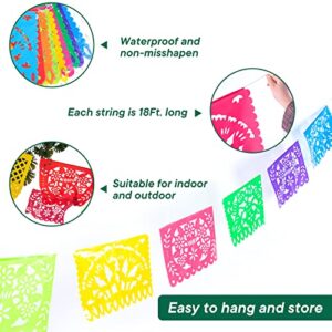 DomeStar 2 Pack Mexican Party Banners, 36 Feet Cinco De Mayo Decorations Papel Picado Banners for Mexican Theme Birthday Party Wedding Dia De Los Muertos Day of The Dead