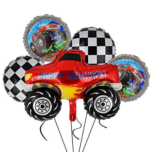 Monster Truck Balloons 1st Baby Shower Kids Monster Truck Themed Birthday Party Truck Balloons Decor Supplies 5 Pcs Kit