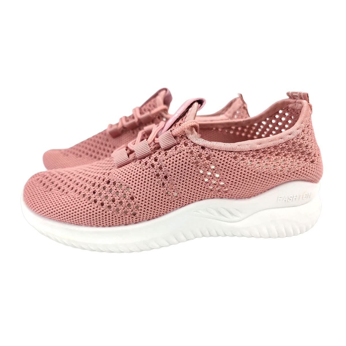 Hohxil Womens Sneakers Mesh Workout Running Walking Fashion Sneakers Lightweight Breathable Non Slip Gym Comfort Casual Memory Foam Tennis Jogging Shoes for Women Pink