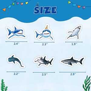WERNNSAI Shark Cupcake Toppers - 36 PCS Shark Party Cake Toppers for Kids Boys Ocean Shark Themed Party Birthday Shark Cupcake Decorations Baby Shower Beach Party Supplies