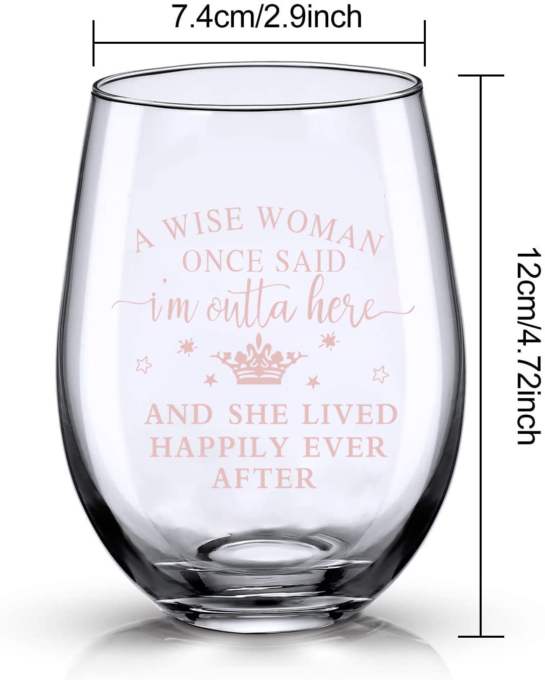 JUWNMANT Retirement Gifts for Women, A WISE WOMAN ONCE SAID I'm Outta here AND SHE LIVED HAPPILY EVER AFTER Stemless Wine Glasses, Funny Resignation Gifts for Colleagues, Funny Wine Glasses for Women