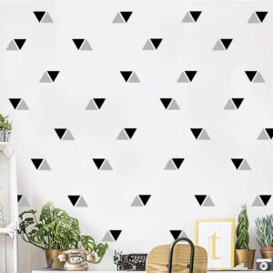 Triangle Wall Stickers Vinyl 160Pcs Black and Grey Wall Decals Peel and Stick Modern Wall Stickers Geometric Wall Decal Kids Wall Stickers Neutral Wall Stickers for Bedroom Living Room Nursery Decor