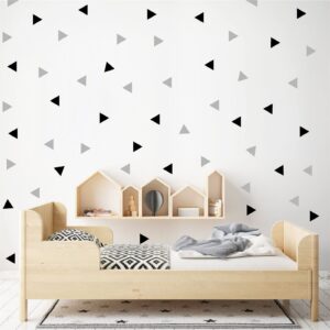 Triangle Wall Stickers Vinyl 160Pcs Black and Grey Wall Decals Peel and Stick Modern Wall Stickers Geometric Wall Decal Kids Wall Stickers Neutral Wall Stickers for Bedroom Living Room Nursery Decor