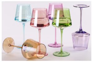 physkoa mothers day gifts for mom colored wine glasses set 6, 16oz long stem multi-color wine glass-colorful wine glasses for christmas celebrations-handblown|durable|handwash