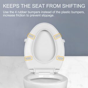 Round Toilet Seat Slow Quiet Close Seat Cover Fit Standard Round Toilet White Toilet Seat with Metal Inserts Easy to Install, Non-slip Seat with Rubber Bumpers Provides Comfort Relieves Pressure Point