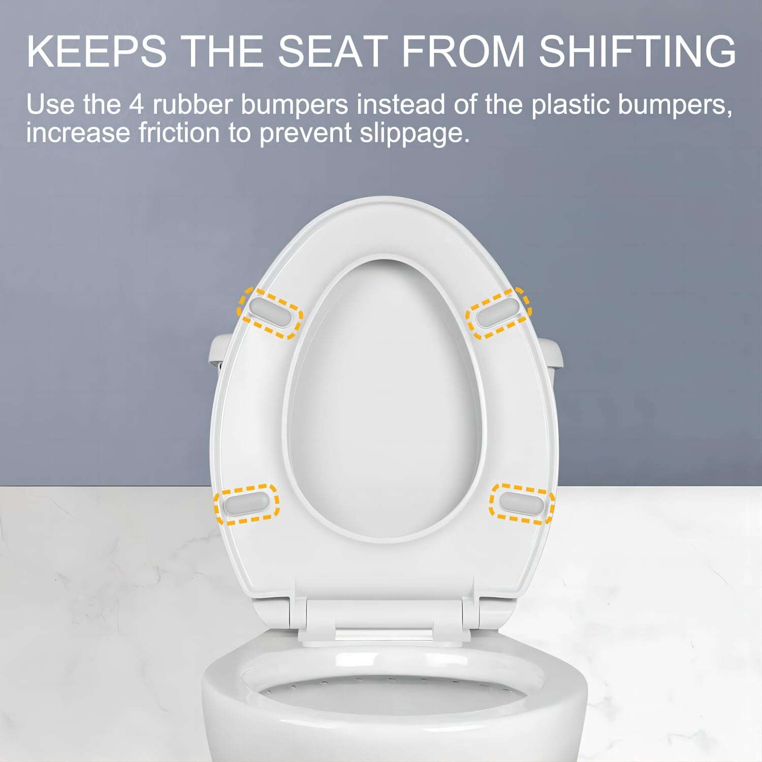 Round Toilet Seat Slow Quiet Close Seat Cover Fit Standard Round Toilet White Toilet Seat with Metal Inserts Easy to Install, Non-slip Seat with Rubber Bumpers Provides Comfort Relieves Pressure Point