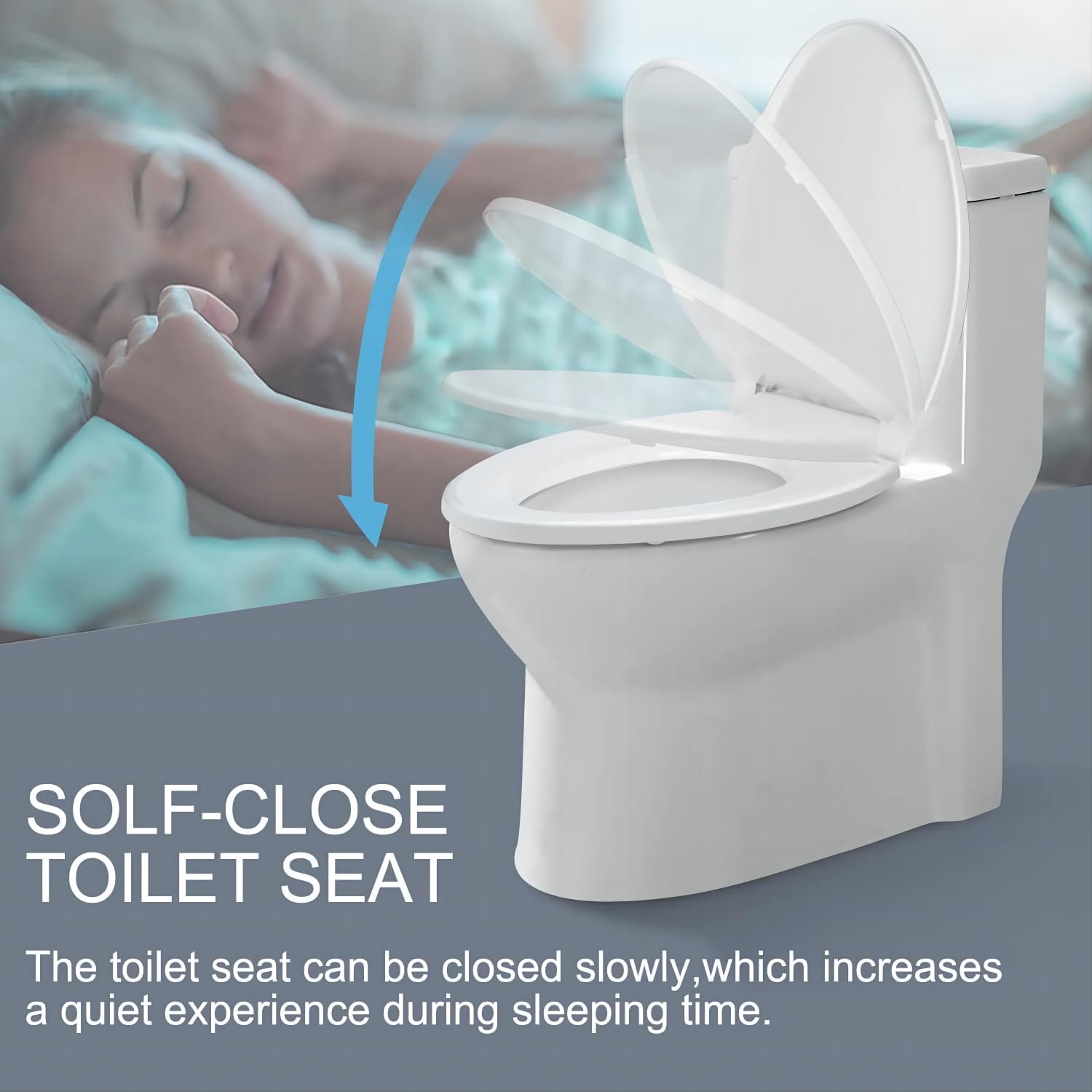 Round Toilet Seat Slow Quiet Close Seat Cover Fit Standard Round Toilet White Toilet Seat with Metal Inserts Easy to Install, Non-slip Seat with Rubber Bumpers Provides Comfort Relieves Pressure Point