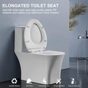 Round Toilet Seat Slow Quiet Close Seat Cover Fit Standard Round Toilet White Toilet Seat with Metal Inserts Easy to Install, Non-slip Seat with Rubber Bumpers Provides Comfort Relieves Pressure Point