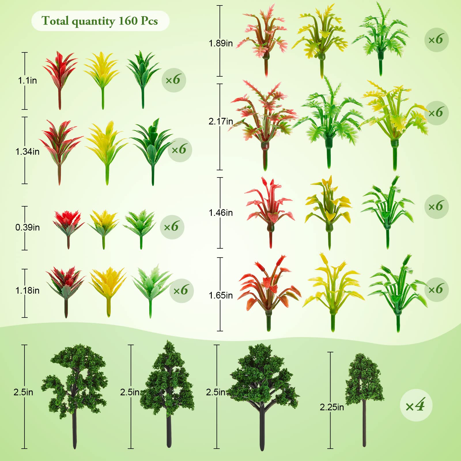 Crowye 160 Pcs Mixed Model Trees Mini Diorama Trees Diorama Supplies Miniature Trees for Crafts Fake Toy Trees Model Train Scenery for Diorama Train Garden Scenery Railway Sand Architecture Model