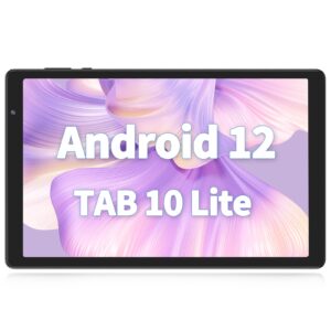 pritom tab 10 tablet with case,10 inch tablet android 12, 32gb, quad-core 1.6ghz processor, 6000mah, 1280 * 800 hd display, dual camera, bluetooth, tabletas with wifi 6