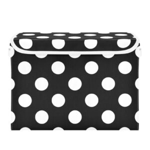 xigua polka dot storage basket collapsible rectangle storage bin shelves basket organizer with lid and handle for closet, office, nursery, home decor