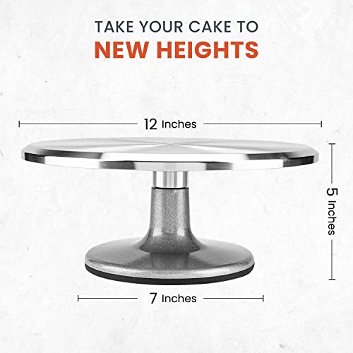 12 Inch Aluminum Alloy Revolving Cake Stand, Cake Turntable for Decorating Rotating Cake Stand for Cupcakes, Pastries and Cake Decorations