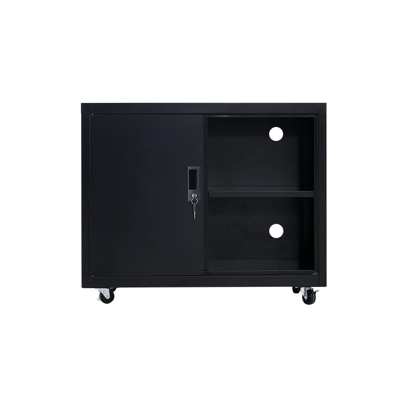 Fumedo Metal Mobile Lateral File Cabinet, Storage Locker,Printer Stand with Open Storage Shelves for Office,School,Home,Living Room. (Black)