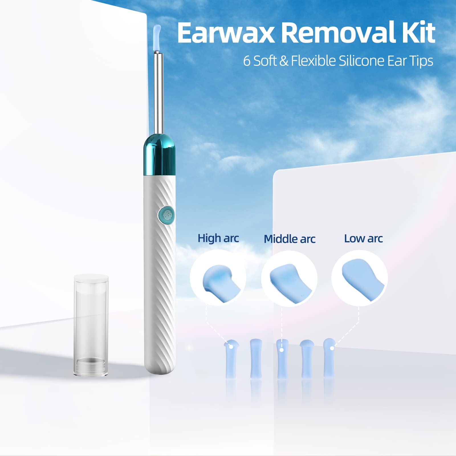 Ear Wax Removal, Ear Cleaner with Camera with 1080P, Otoscope with Light, Ear Wax Removal Kit with 6 Ear Pick, Ear Camera for iPhone, iPad, Android Phones (White)