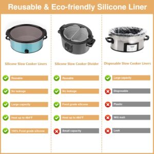 Silicone Slow Cooker Liners Fit 7-8 QT Oval Slow Cooker Crock Pot, Food Grade Silicone Crock Pot Liners Reusable & Leakproof Dishwasher Safe Crockpot Liner