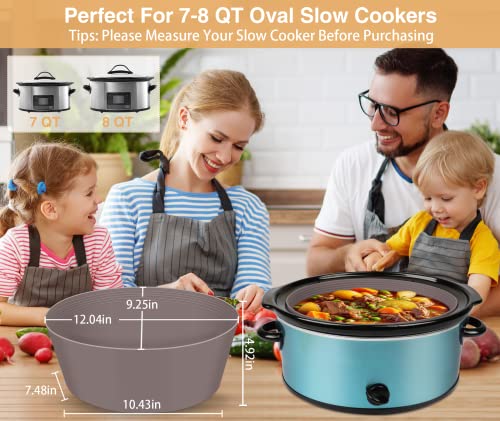 Silicone Slow Cooker Liners Fit 7-8 QT Oval Slow Cooker Crock Pot, Food Grade Silicone Crock Pot Liners Reusable & Leakproof Dishwasher Safe Crockpot Liner