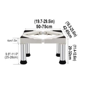 Mini fridge stand,stand for small fridge legs Height 9.8in dryer stand pedestal Long Adjustable 19.6in~29.5in Width Adjustable16.5in--25.5in for Fish Tank Stand (Not suitable for washing machines)