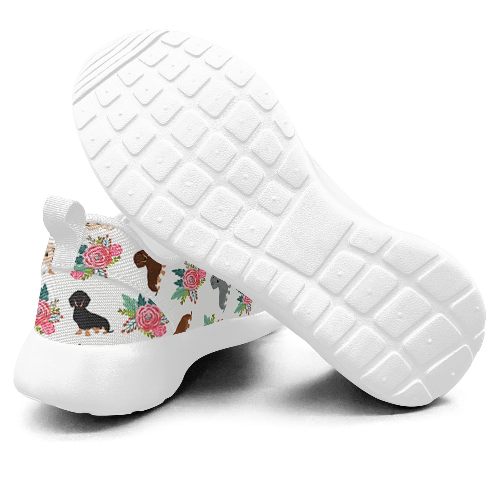 Cute Dachshunds Dog Floral Shoes for Women Walking Running Shoes Comfortable Tennis Sports Sneaker Gifts