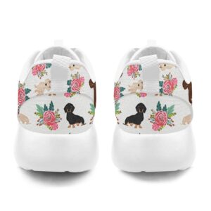 Cute Dachshunds Dog Floral Shoes for Women Walking Running Shoes Comfortable Tennis Sports Sneaker Gifts