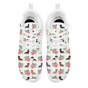 Cute Dachshunds Dog Floral Shoes for Women Walking Running Shoes Comfortable Tennis Sports Sneaker Gifts