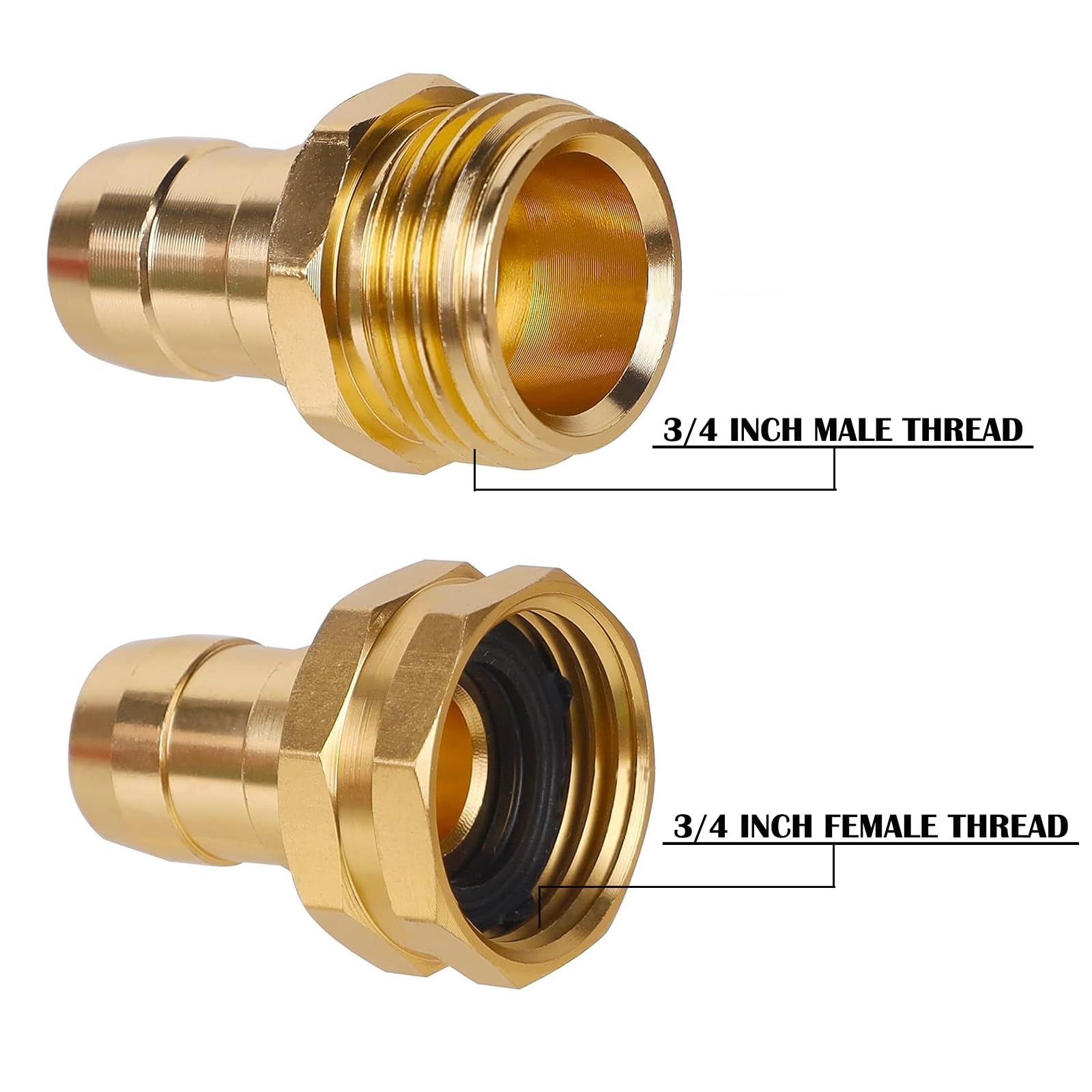 3/4"Aluminium Garden Hose Repair Connector with Stainless Steel Clamps, Mender End Repair Kit,Male and Female Garden Hose Fittings,Fit for 3/4" or 5/8" Garden Hose Fitting, 2 Set