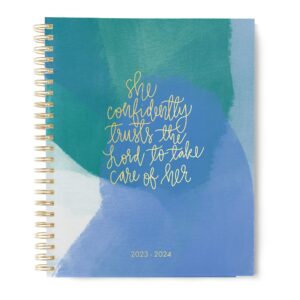 mary square she confidently trusts blue 7 x 9 paper spiral academic planner calendar journal