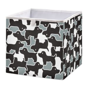 vnurnrn patchwork puppy cube storage bins, collapsible storage box with support board, foldable fabric baskets for shelf closet cabinet 11.02×11.02×11.02 in