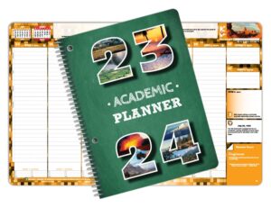 dated middle high school student planner 2023-2024 academic school year, ‎medium (6.75" by 9") matrix style datebook with boulder cover