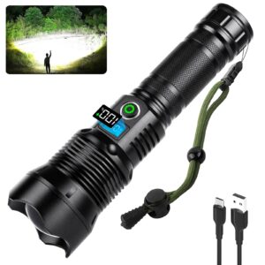 alicegirl flashlights high lumens rechargeable - 990000 lumen led brightest flashlight with lcd digital display, 5 modes, ipx6 waterproof powerful handheld flash light for camping home