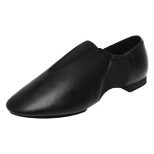 Leather Sole Jazz Shoes Dance for Women and Men's, Black (5W / 4M)