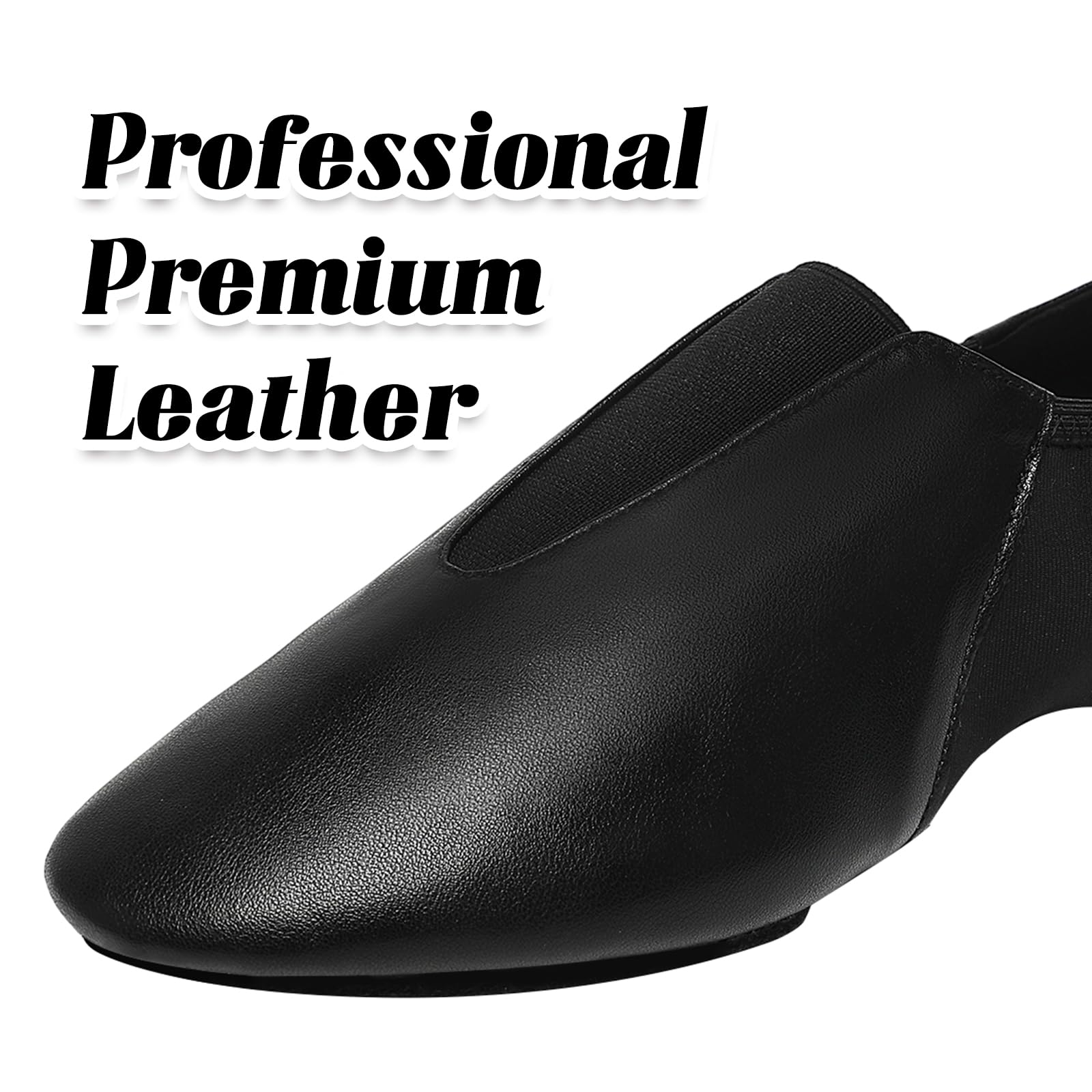 Leather Sole Jazz Shoes Dance for Women and Men's, Black (5W / 4M)