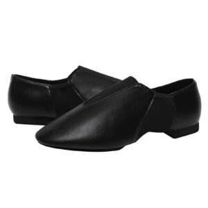 Leather Sole Jazz Shoes Dance for Women and Men's, Black (5W / 4M)