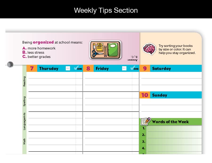 Dated Elementary Student Planner 2023-2024 Academic School Year, Large (8.5" by 11") Matrix Style Datebook with Classic Elementary Matrix Cover