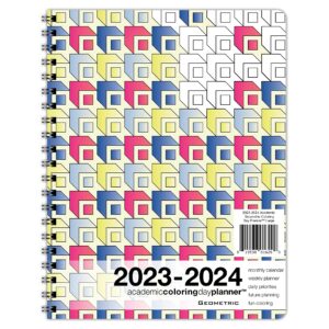 Action Publishing Coloring Day Planner · 2023-2024 Geometric · Daily and Weekly Scheduling and Goal Planning, with Lines, Shapes and Pattern Coloring Pages· July - June (8.5 x 11 inches)