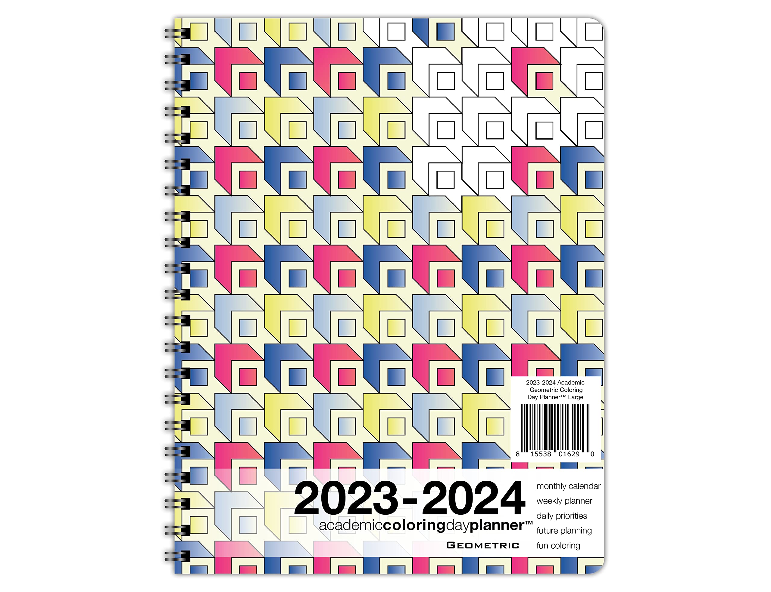 Action Publishing Coloring Day Planner · 2023-2024 Geometric · Daily and Weekly Scheduling and Goal Planning, with Lines, Shapes and Pattern Coloring Pages· July - June (8.5 x 11 inches)