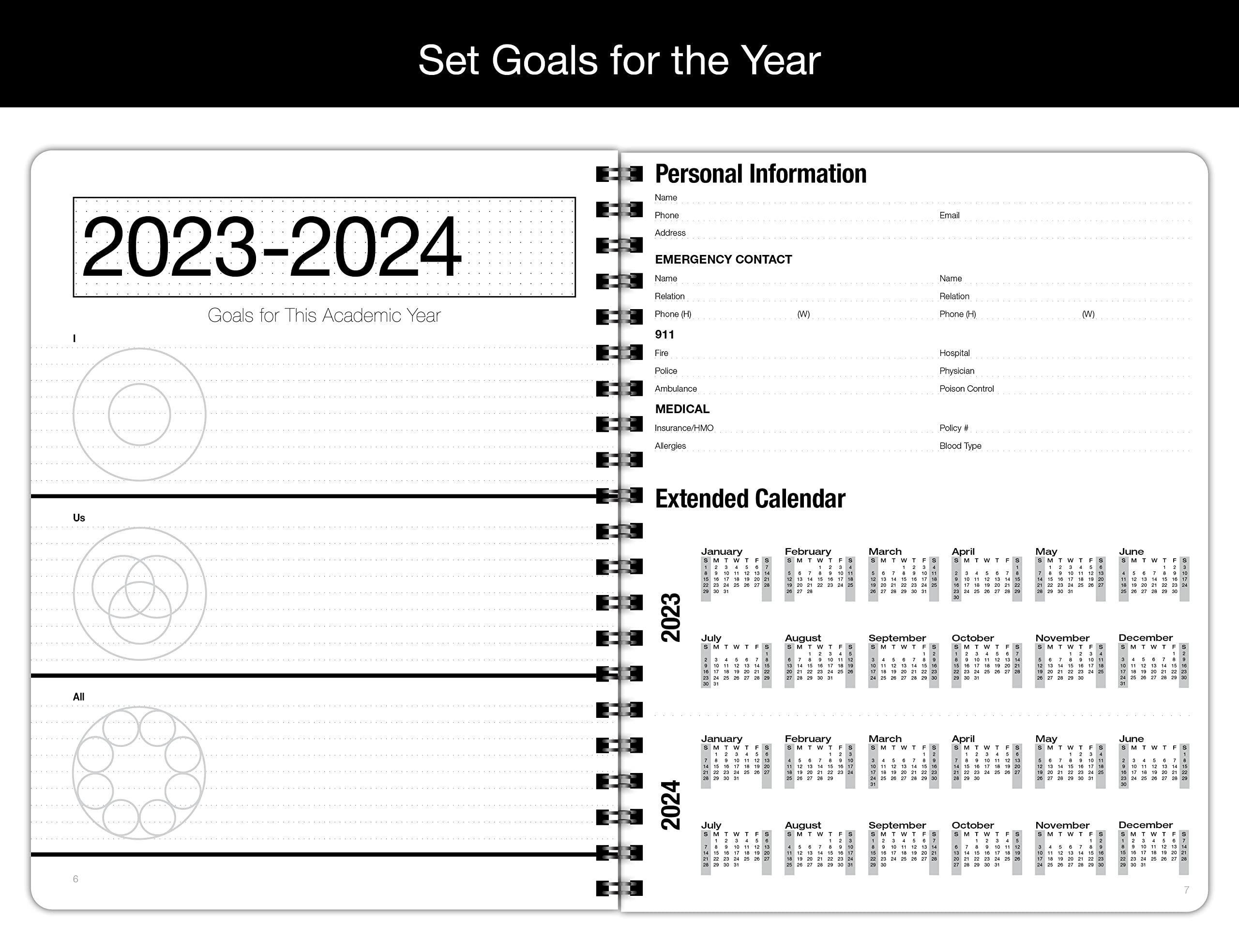 Action Publishing Coloring Day Planner · 2023-2024 Geometric · Daily and Weekly Scheduling and Goal Planning, with Lines, Shapes and Pattern Coloring Pages· July - June (8.5 x 11 inches)