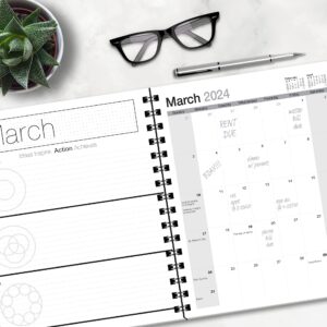 Dated Minimalist DayPlanner - 12 Monthly Calendar Overview, to-do Lists, Weekly and Daily Planning (8.5 by 11 inches), 2023-2024 Minimalist