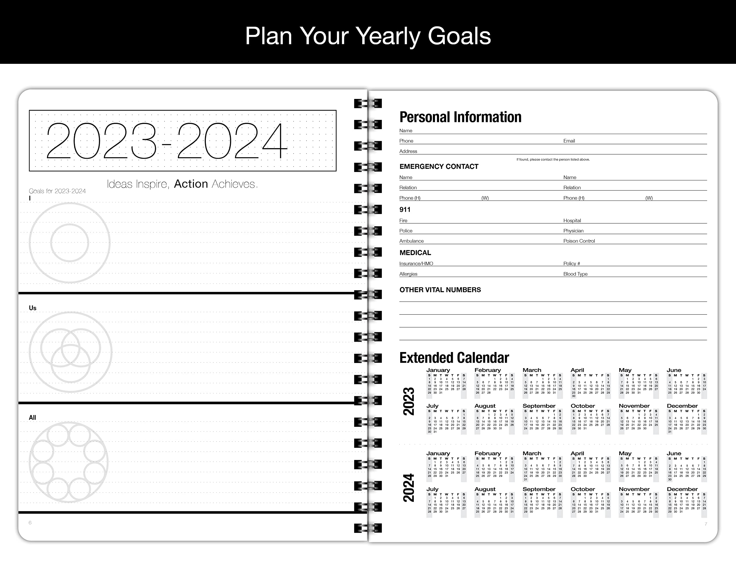 Dated Minimalist DayPlanner - 12 Monthly Calendar Overview, to-do Lists, Weekly and Daily Planning (8.5 by 11 inches), 2023-2024 Minimalist