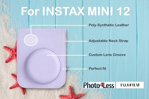 FUJIFILM INSTAX Mini 12 Instant Film Camera (Lilac Purple) Bundle with Fuji Instax Instant Film Single Pack, 10 Prints | Protective Case Purple | Photo Album Purple | Travel Stickers (6 Items)