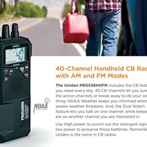 Uniden PRO538HHFM, “2 in 1” Dual Handheld/Mobile Emergency CB Radio with New FM Mode, Full 40 Channels, NOAA Weather Alerts, and Selectable 4-Watts HI/1-Watt Low Output Power.