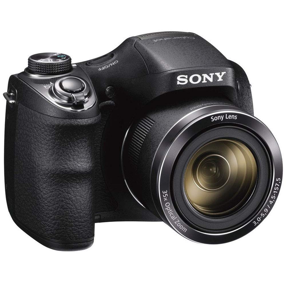 Sony Cyber-Shot DSC-H300 Digital Camera (Black) (DSCH300/B) + 64GB Memory Card + Card Reader + Corel Photo Software + Case + Flex Tripod + 4xAA Batteries + Memory Wallet + Cleaning Kit (Renewed)