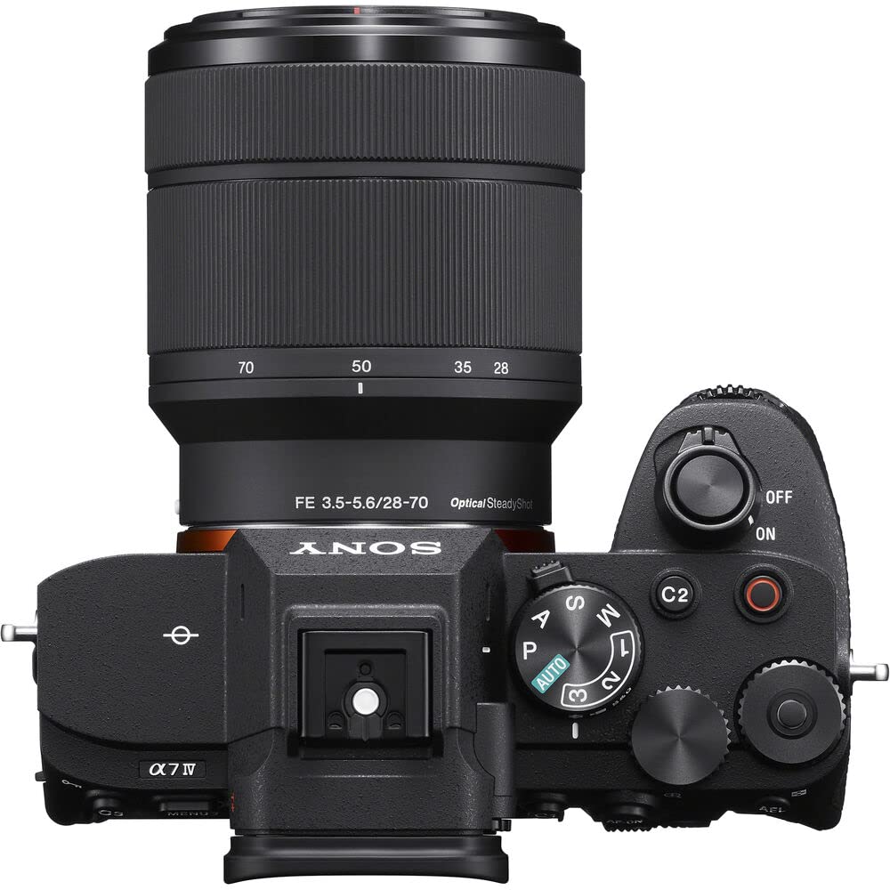 Sony a7 IV Mirrorless Camera with 28-70mm Lens (ILCE-7M4K/B) + 64GB Memory Card + Wide Angle Lens + Telephoto Lens + Color Filter Kit + Lens Hood + Bag + More (Renewed)